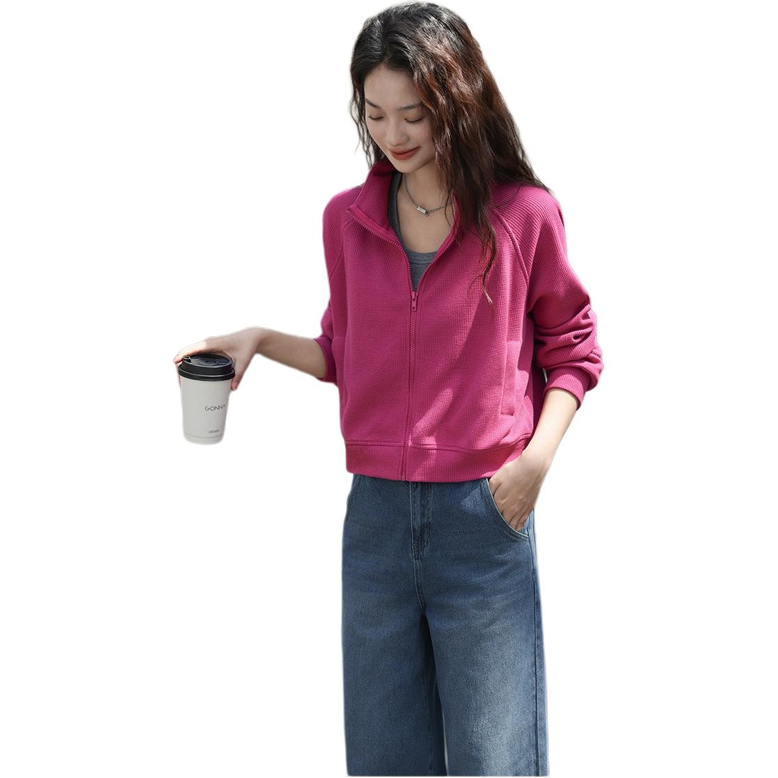 Dme 【dme】 休闲立领拉链插肩长袖夹克外套 女款 玫粉色 — фото 2