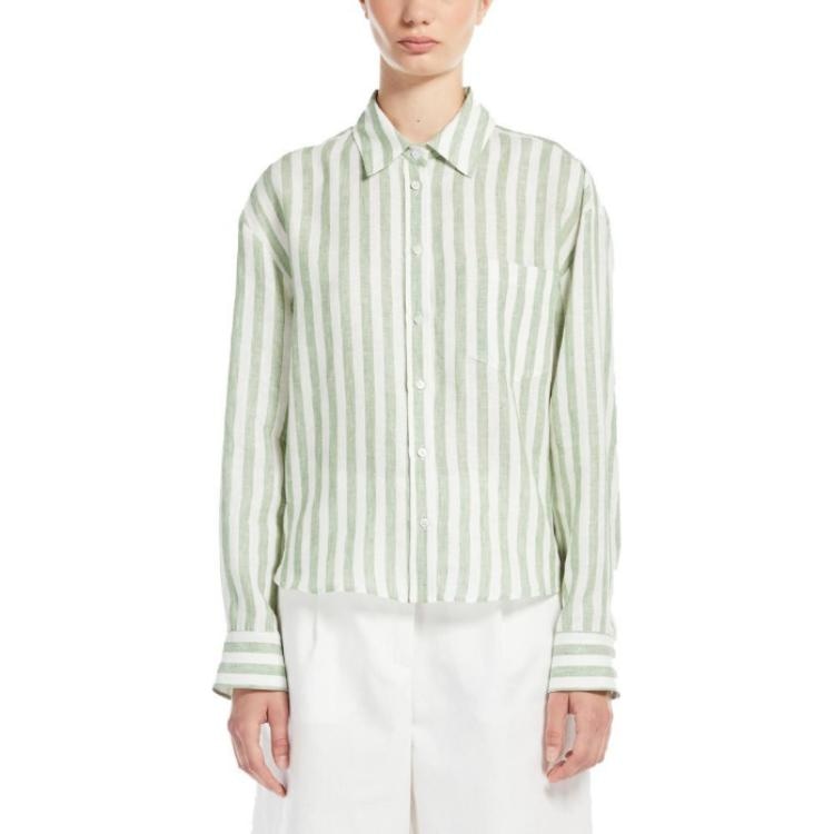 WEEKEND MaxMara Striped Button-Up Shirt Green