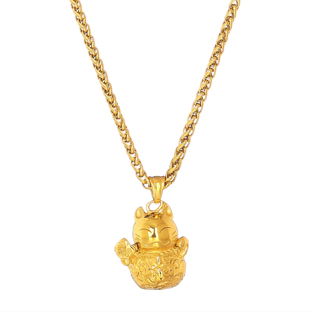 DWCP Fortune Cat Titanium Steel Necklace