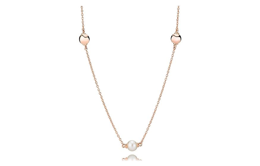 Pandora/潘多拉 Pandora Modern Pearl Long Necklace Rose Gold