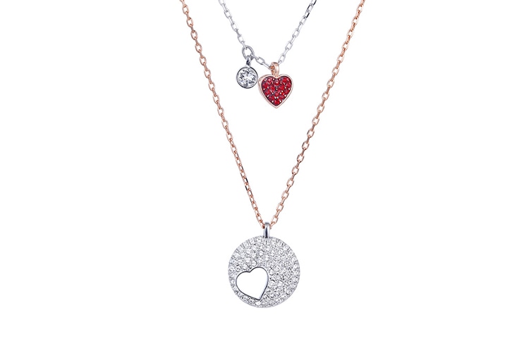 Swarovski/施华洛世奇 Swarovski Heart Necklace Set Red