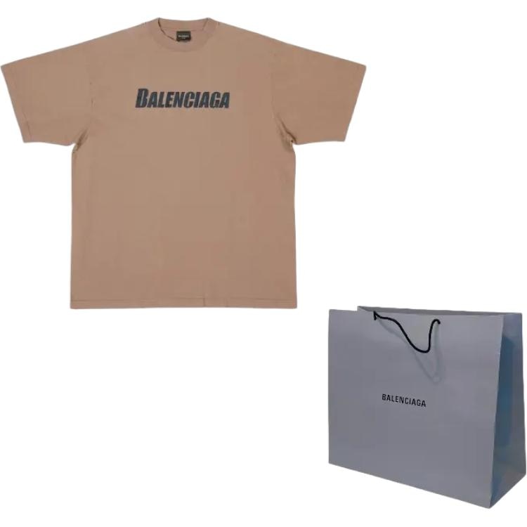 Balenciaga SS23 Distressed Logo T-Shirt Light Brown — фото 7