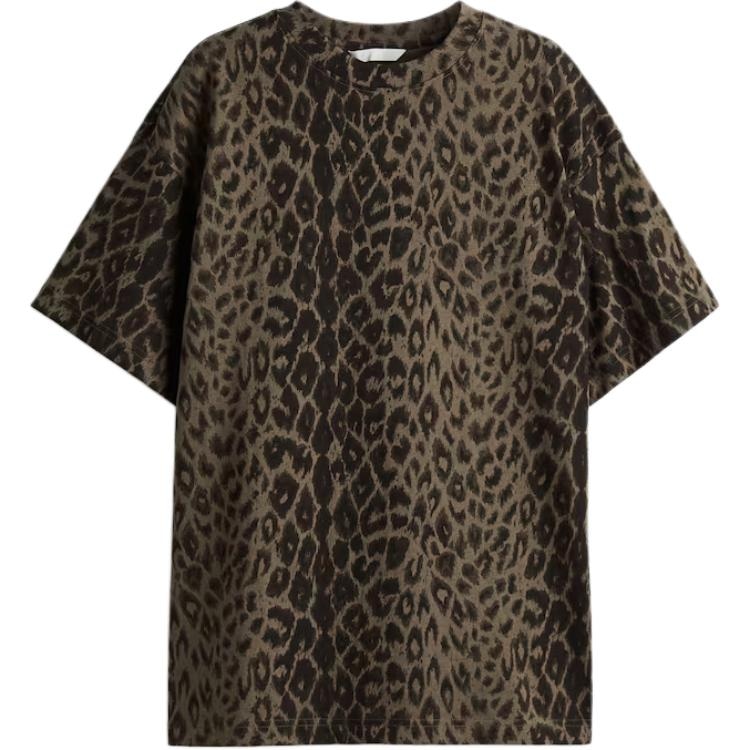 H&M Crew Neck Leopard Print T-Shirt