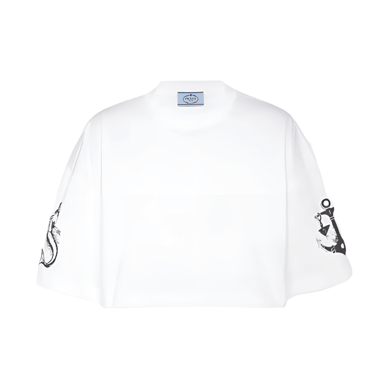 Prada SS22 Printed Knit T-Shirt White