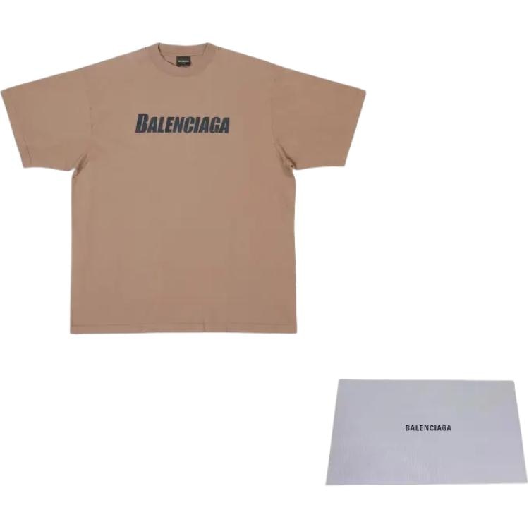 Balenciaga SS23 Distressed Logo T-Shirt Light Brown — фото 6