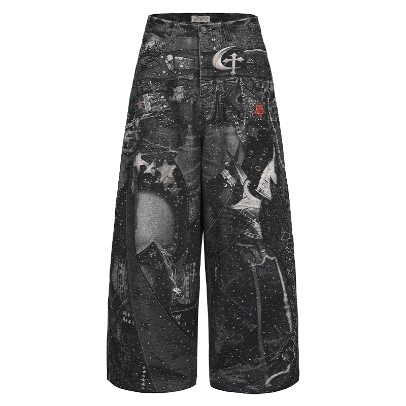 DND4DES Digital Print Rhinestone Jeans