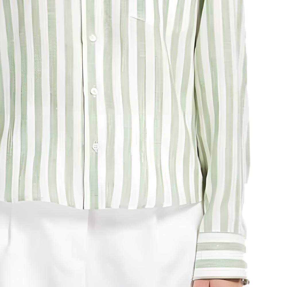 WEEKEND MaxMara Striped Button-Up Shirt Green — фото 1