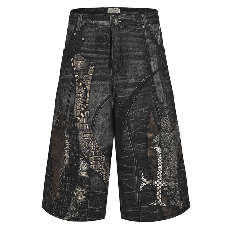 DND4DES Cross Patch Loose Mid-Rise Cropped Shorts