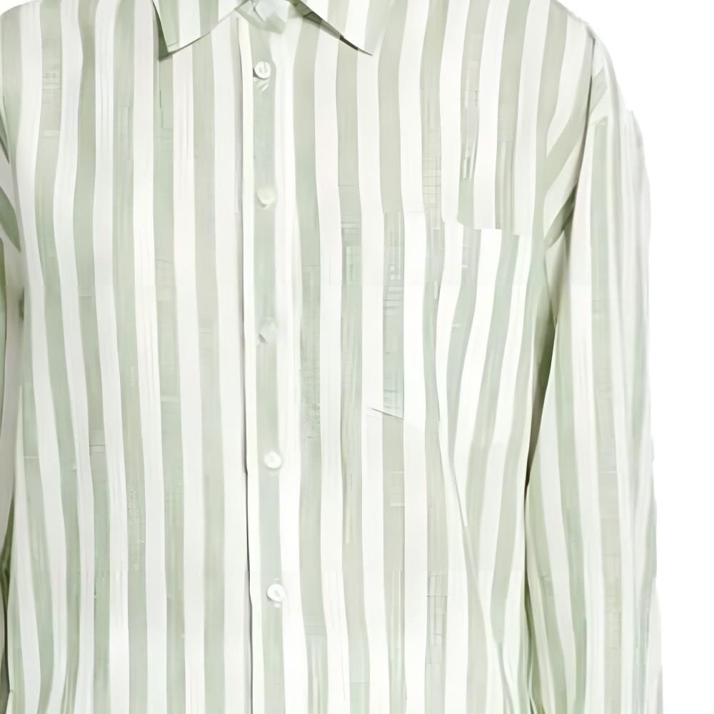WEEKEND MaxMara Striped Button-Up Shirt Green — фото 2