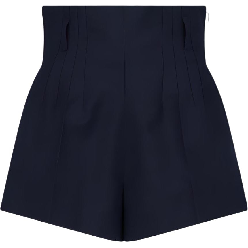 PRADA SS24 High Waist Side Zipper Shorts Navy Blue