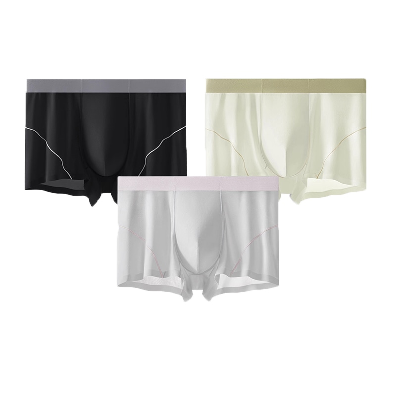 SecretWorld Ice Silk Antibacterial Cotton Boxer Briefs 3-Pack