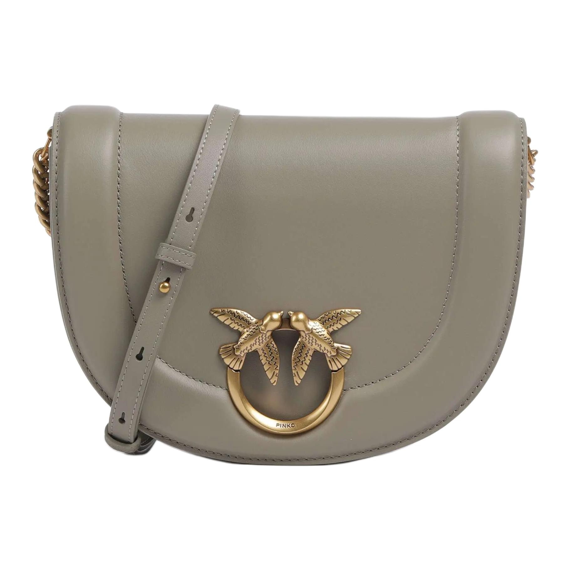 PINKO Love Bag Click Saddle Bag Gray