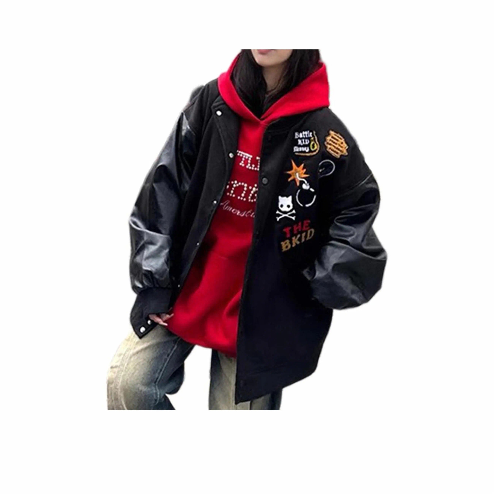 FANG KONG Vintage Patchwork Embroidered Bomber Jacket