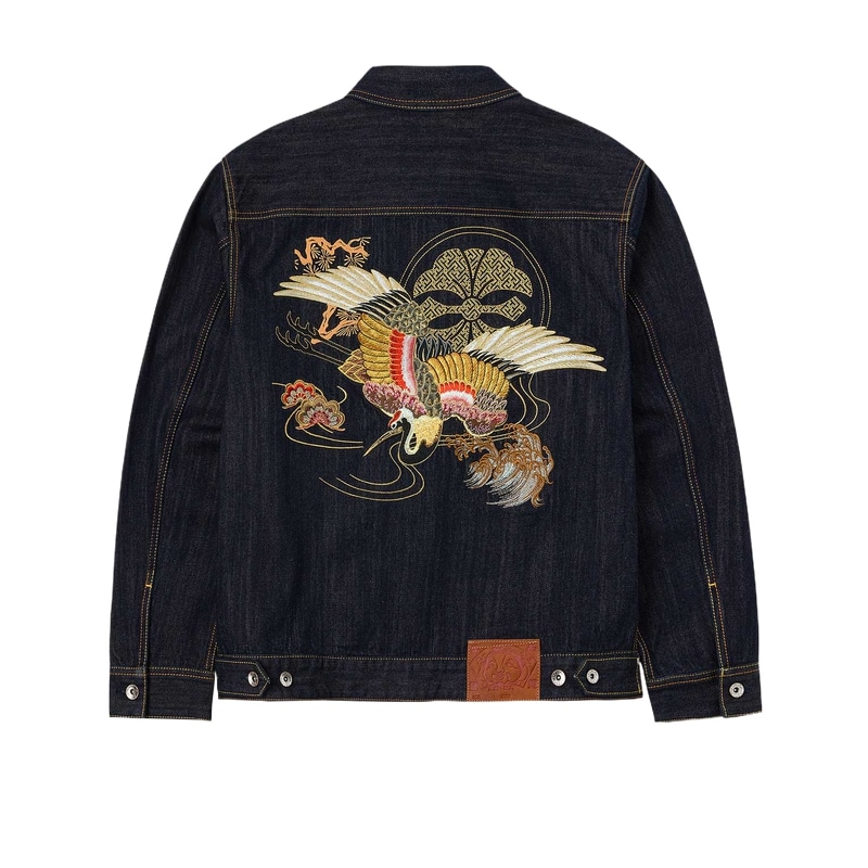 EVISU Crane Embroidered Denim Jacket