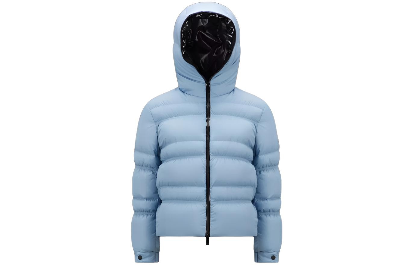 Moncler Hooded Zip Short Down Jacket Blue