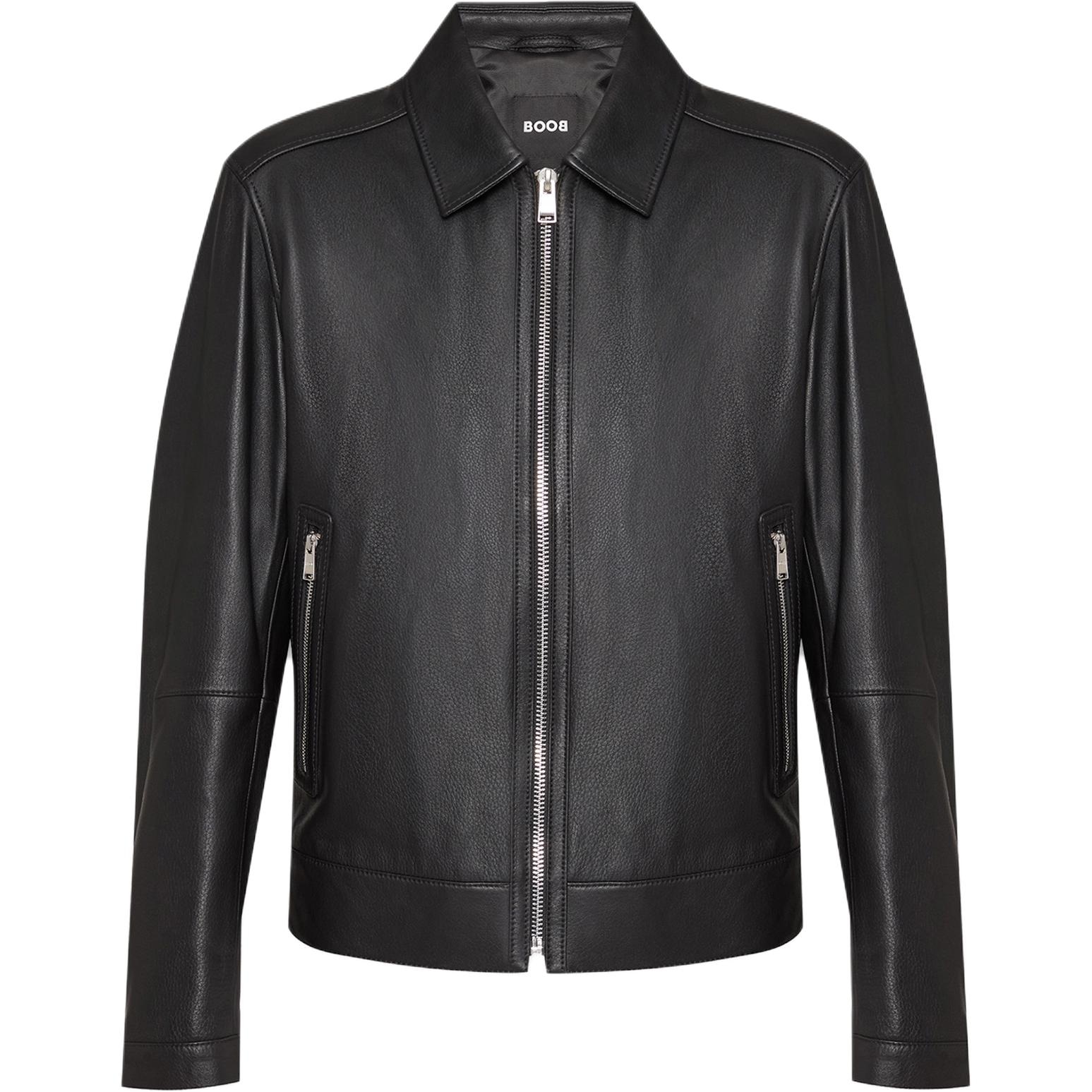 HUGO BOSS Zip Collar Leather Jacket