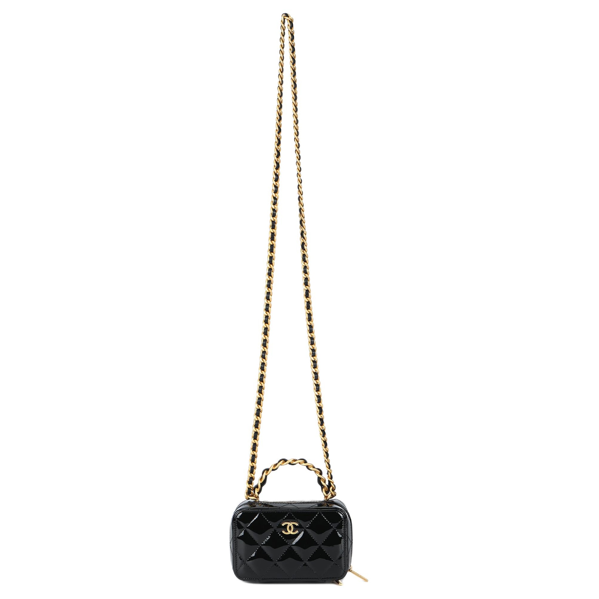 CHANEL Metal Chain Leather Bag Black