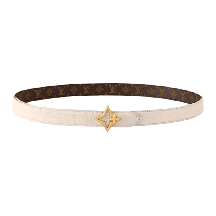 Louis Vuitton Leather Belt 2CM Beige Brown