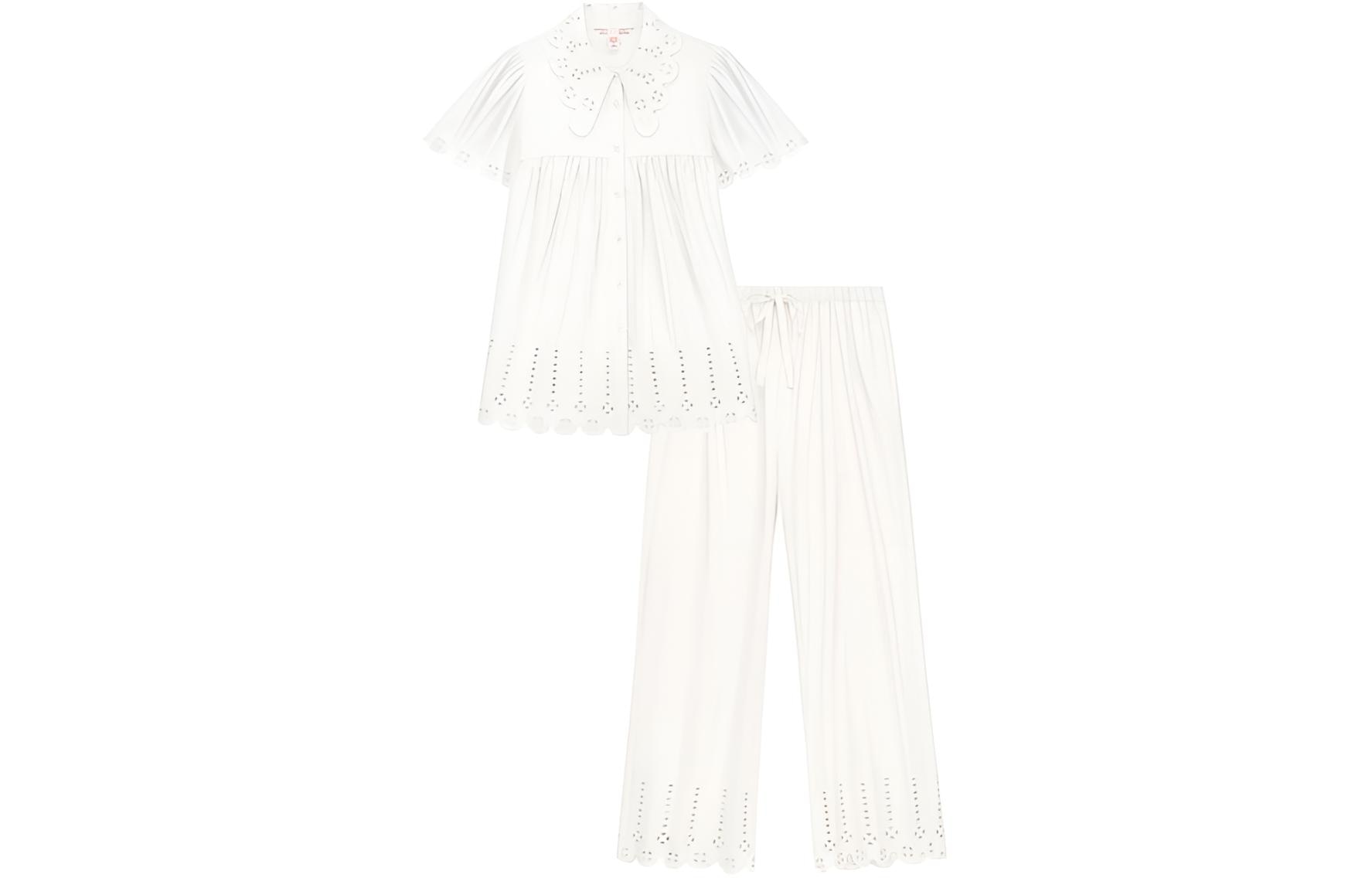 Victoria'S Secret x Susan Fang SS24 Hollow Print Lounge Pants Set Cream