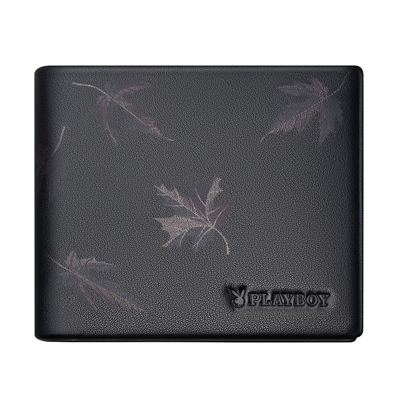Playboy Maple Leaf Leather Wallet Black