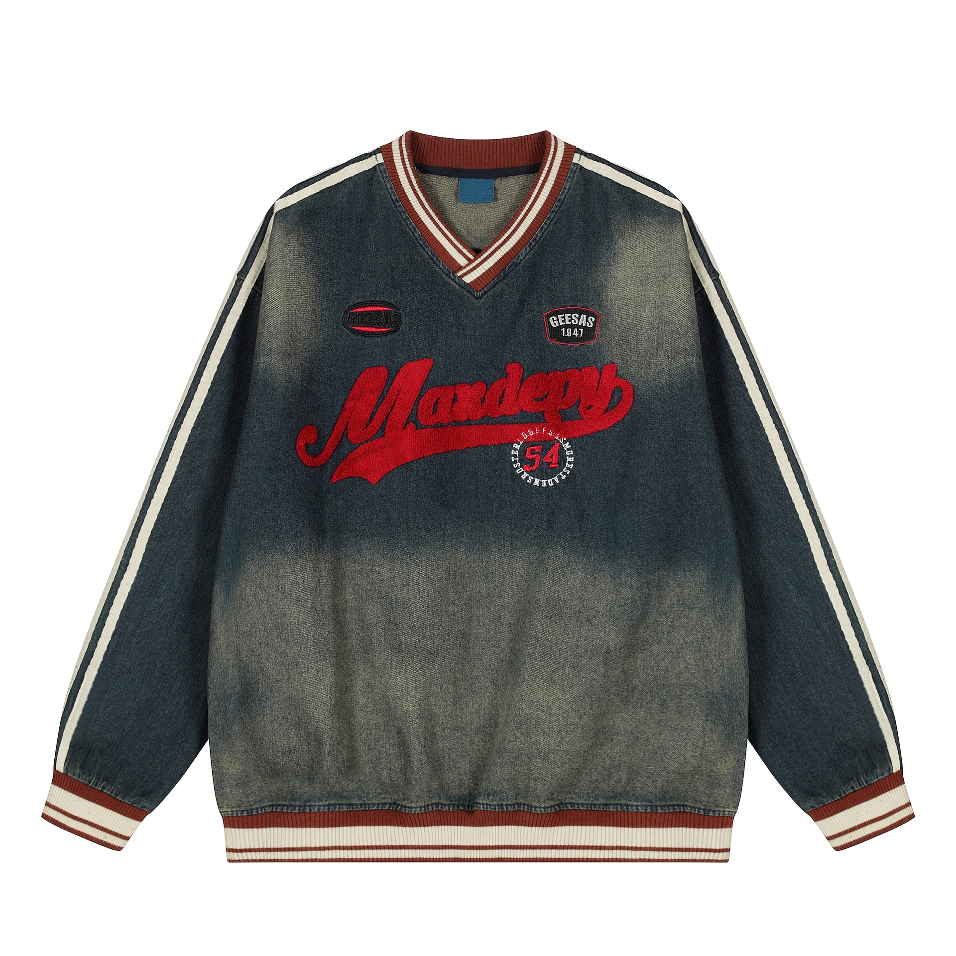 AFISHSTAY V-Neck Denim Sweatshirt