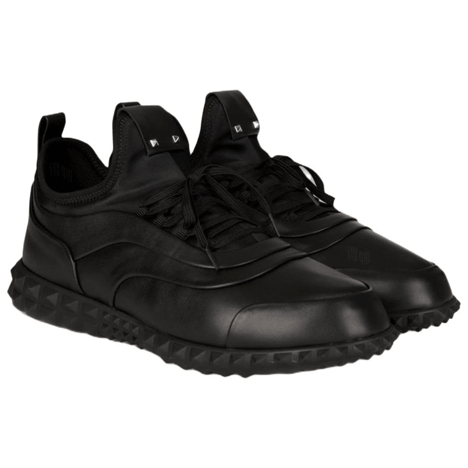Valentino Round Toe Lace-Up Low Sneakers Black — фото 8