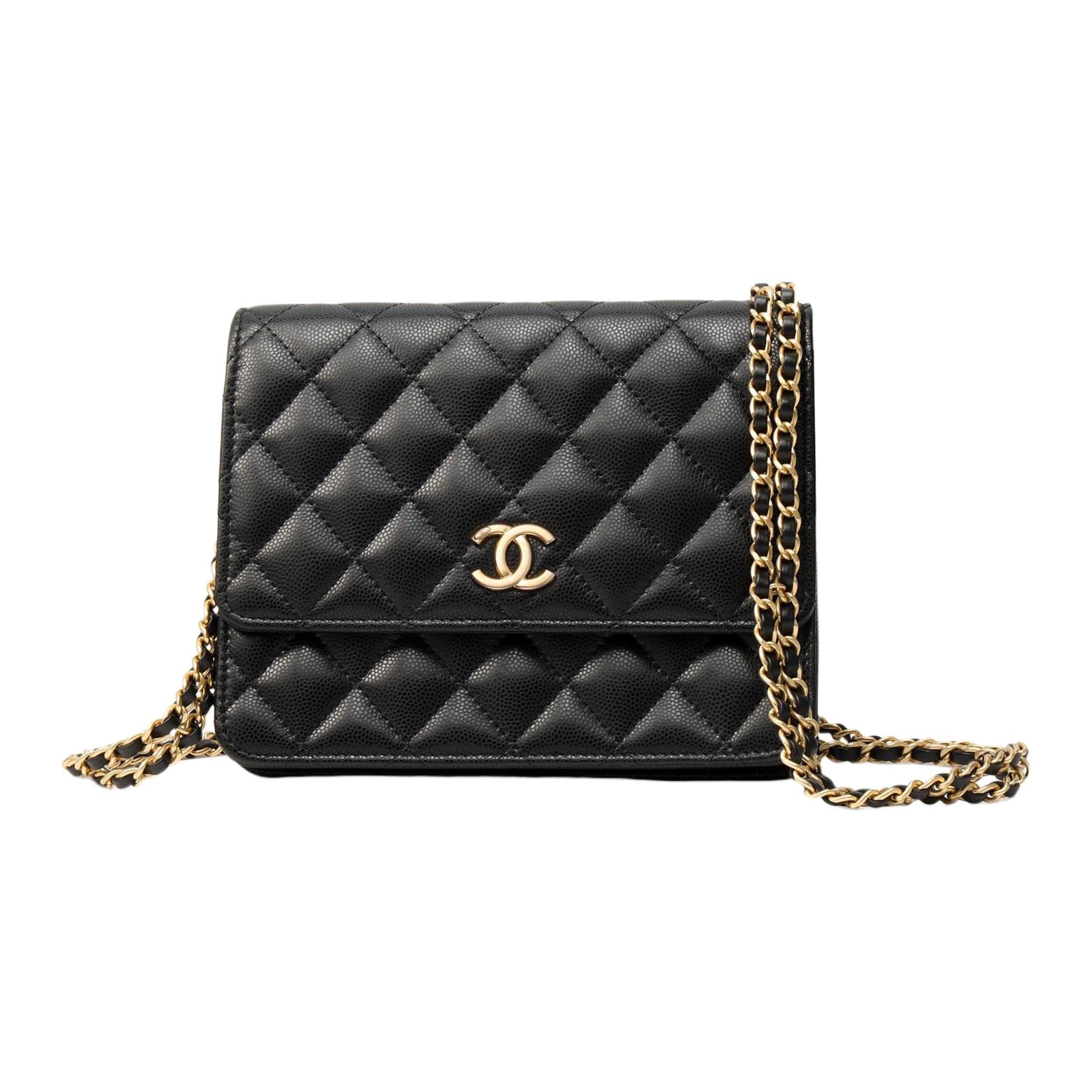 CHANEL WOC Quilted Leather Chain Bag Black