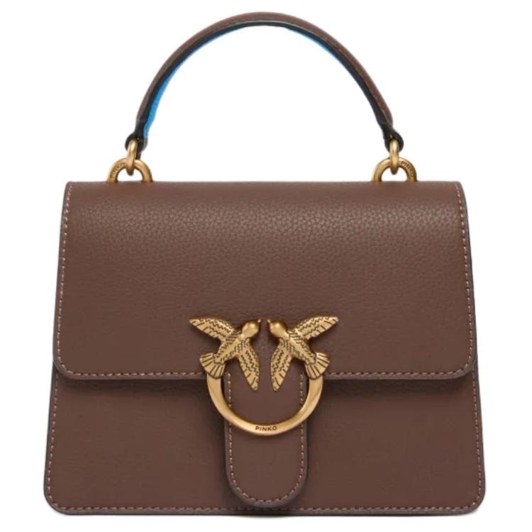 PINKO Love Bag Small Brown Leather Tote