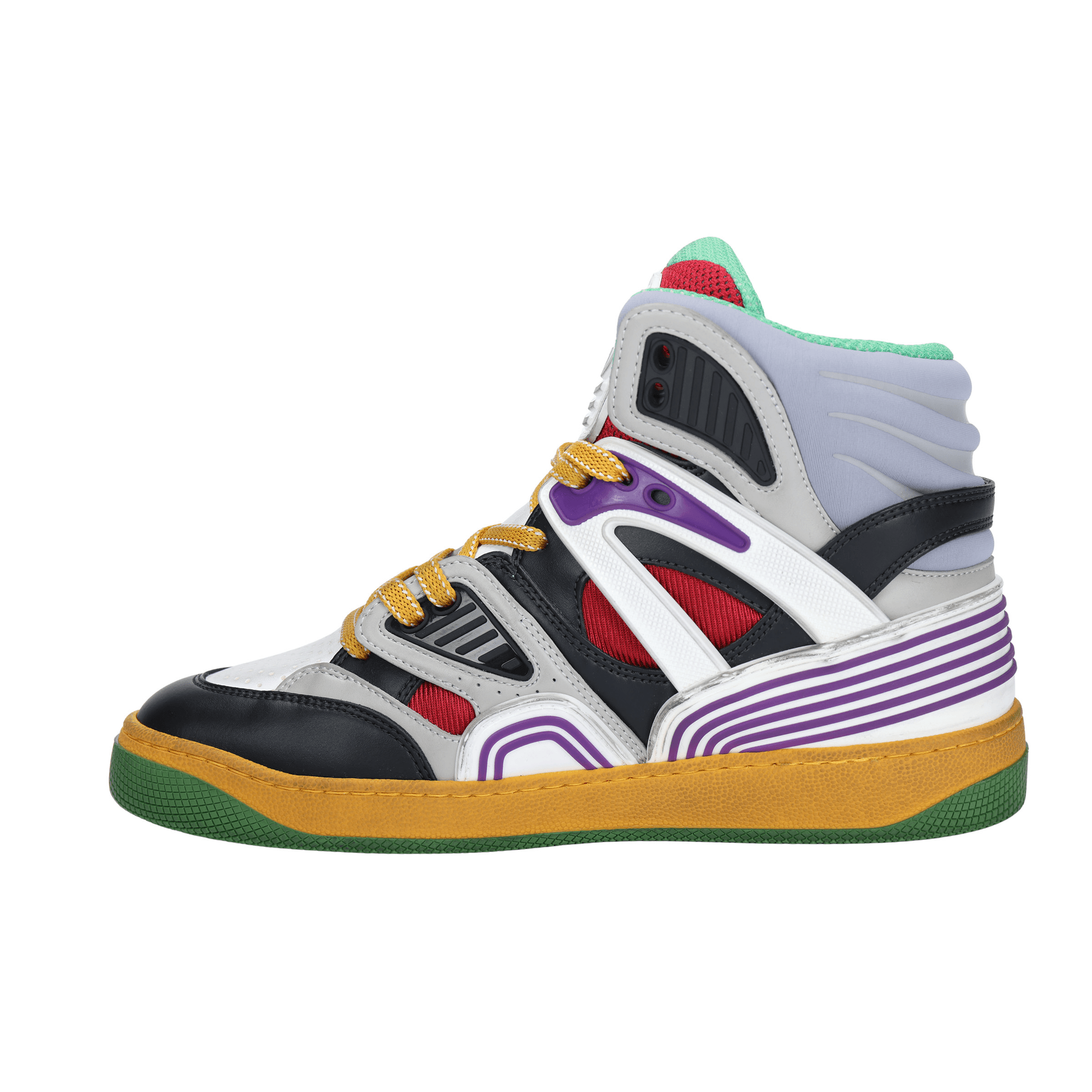Gucci Basket High Top Black White Yellow — фото 5