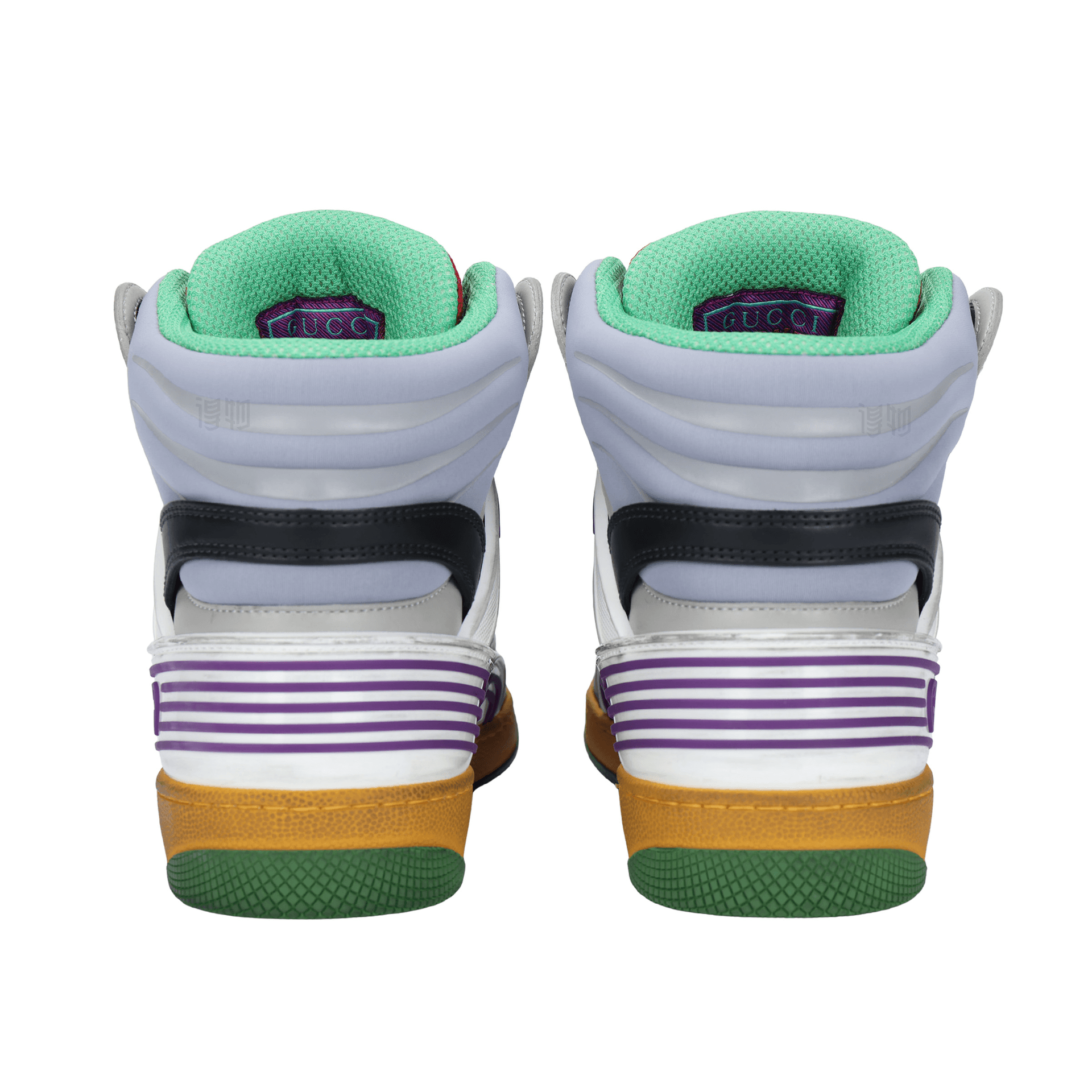 Gucci Basket High Top Black White Yellow — фото 8