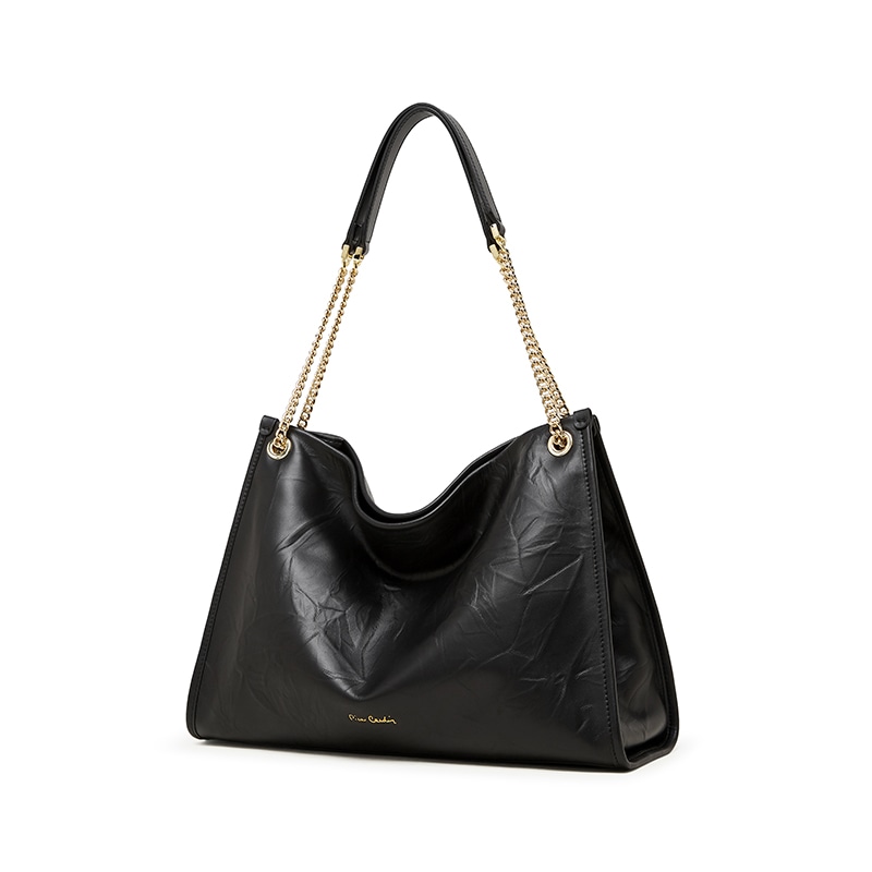 PIERRE CARDIN/皮尔卡丹 Pierre Cardin Vintage Chain Tote Bag Black Milk Tea