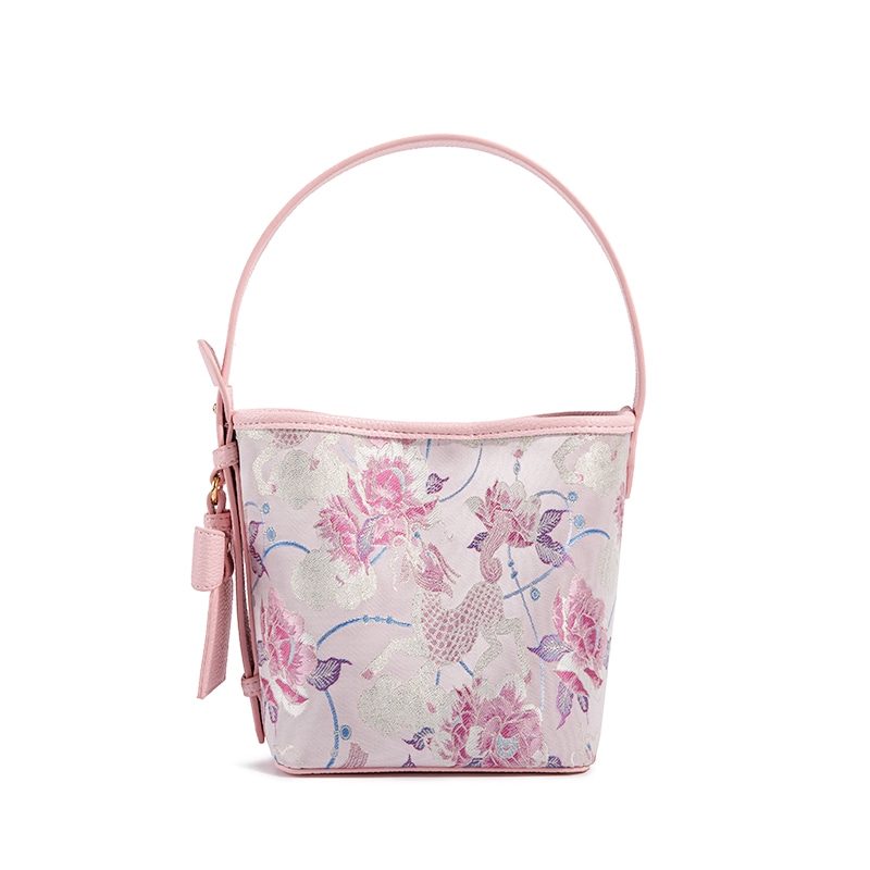 MACKJANICE Basket Bag Pink Song Brocade