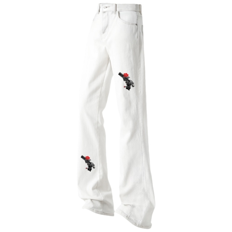 AMBER LIGHT Rose Print Slim Jeans