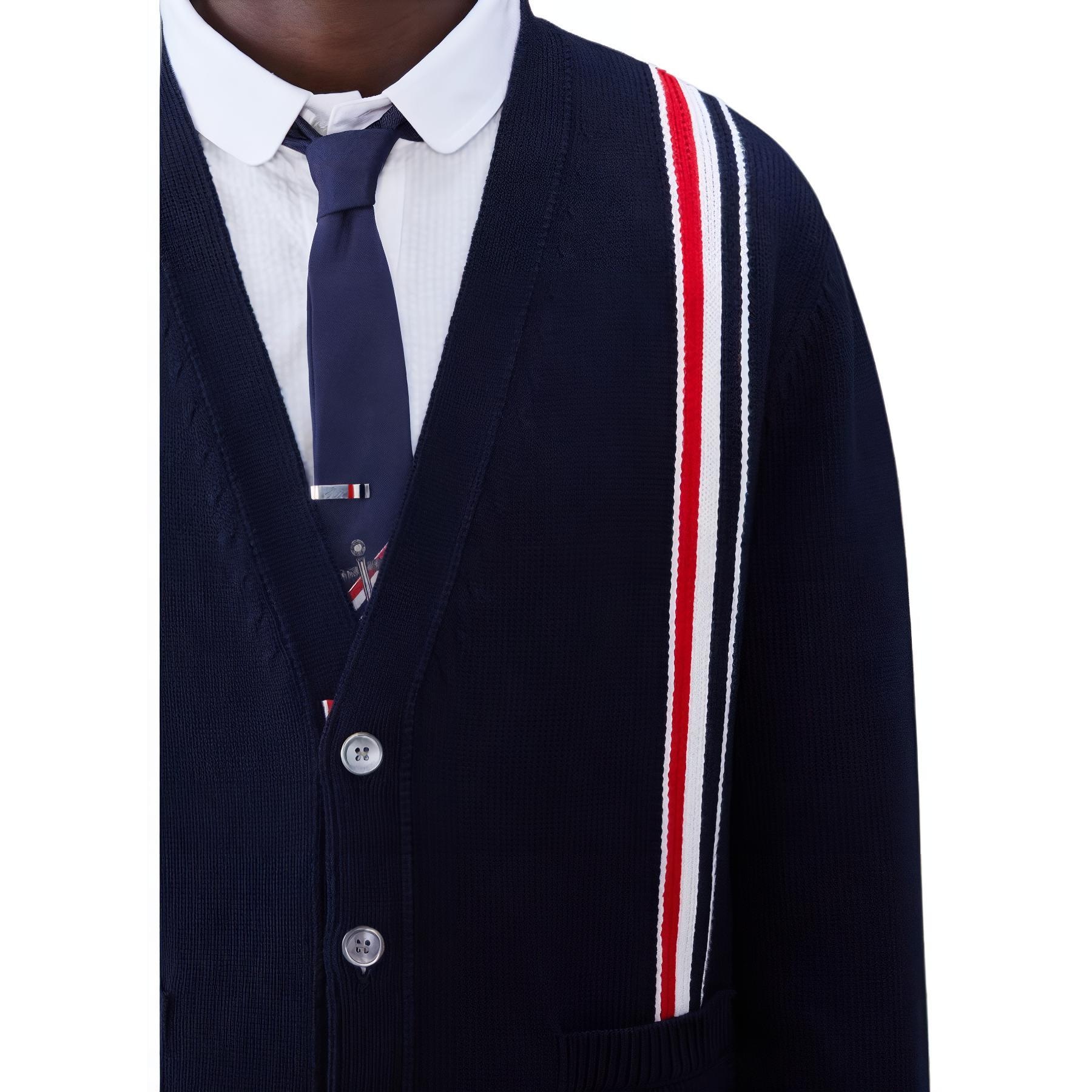 Thom Browne V-Neck Cardigan Blue — фото 8