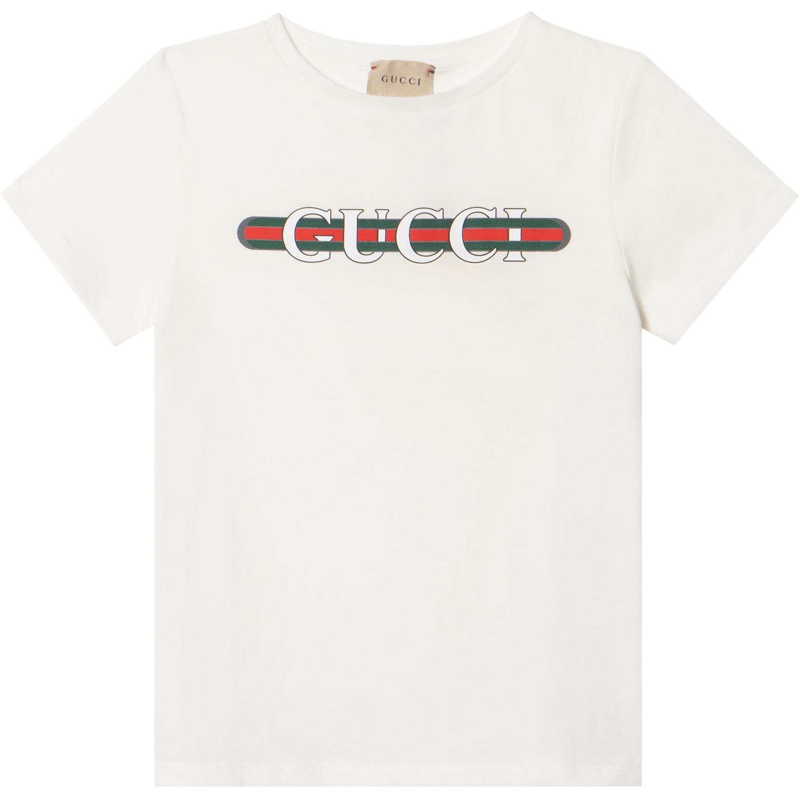 Футболка Gucci SS24 Striped Logo Tee White