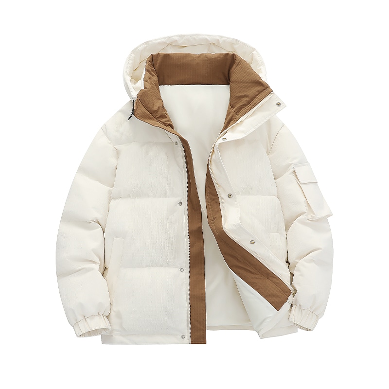 FORHUG Colorblock Zip Hoodie Down Jacket