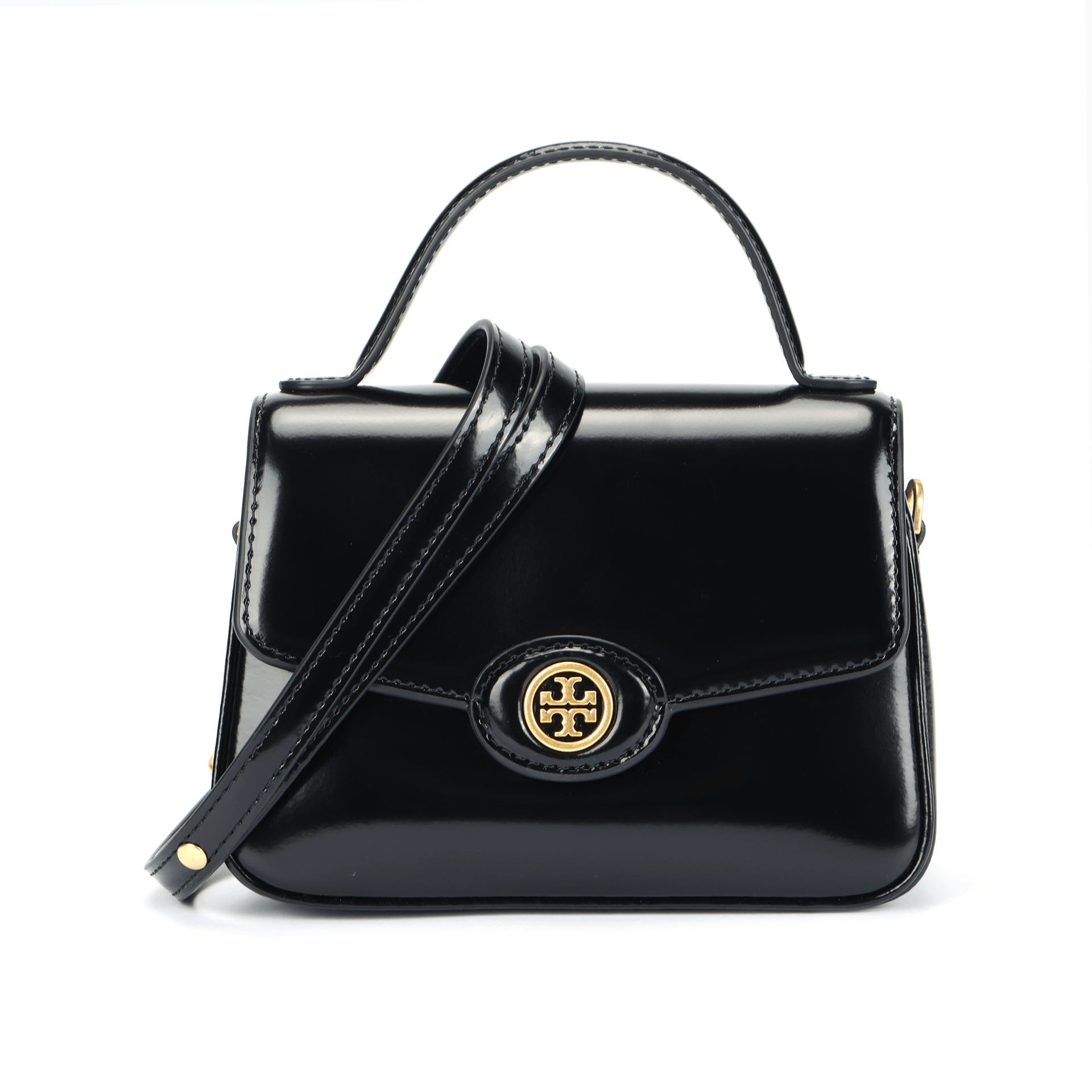 TORY BURCH/汤丽柏琦 Tory Burch Robinson Small Patent Leather Bag Black