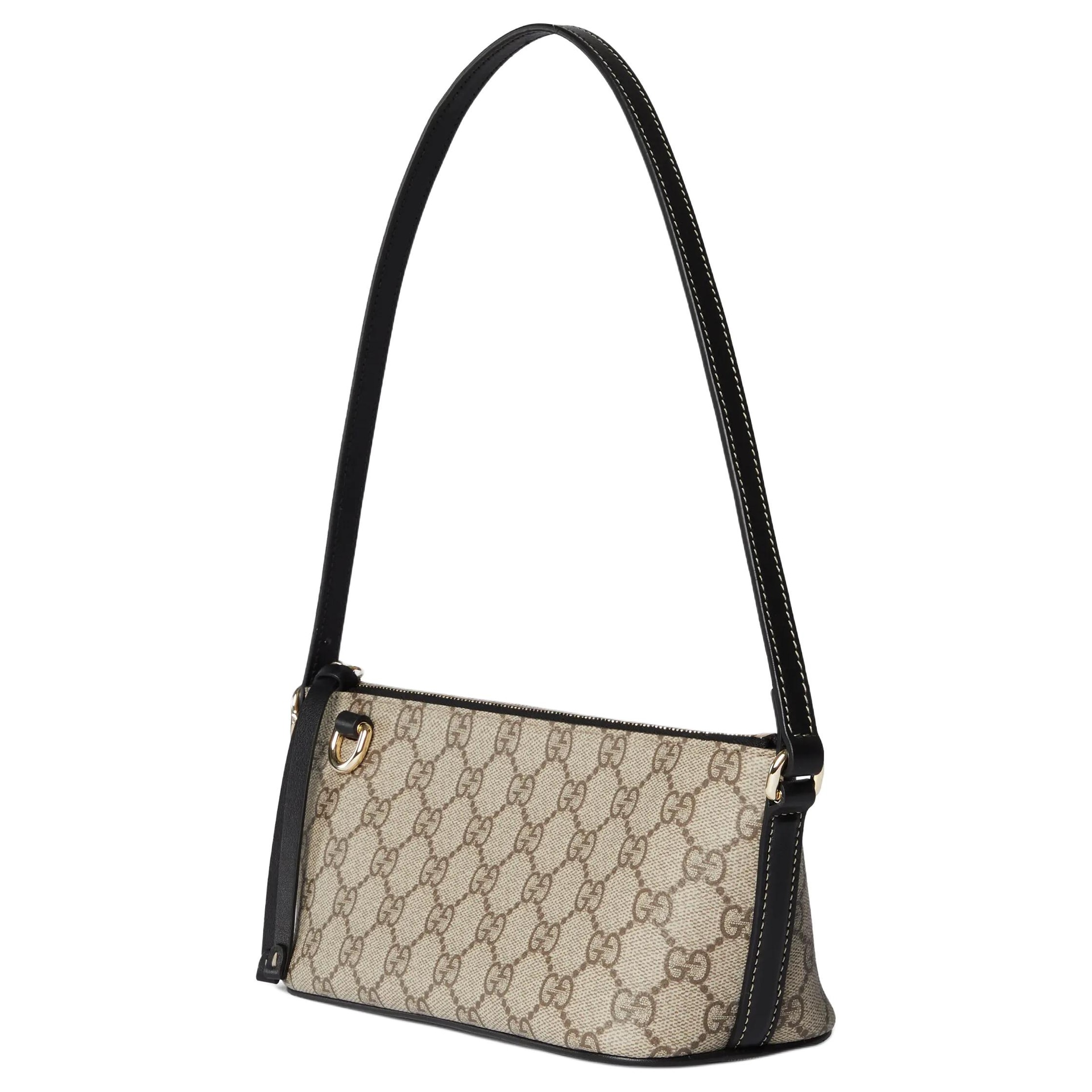 Gucci GG Emblem Small Shoulder Bag Black Brown — фото 1
