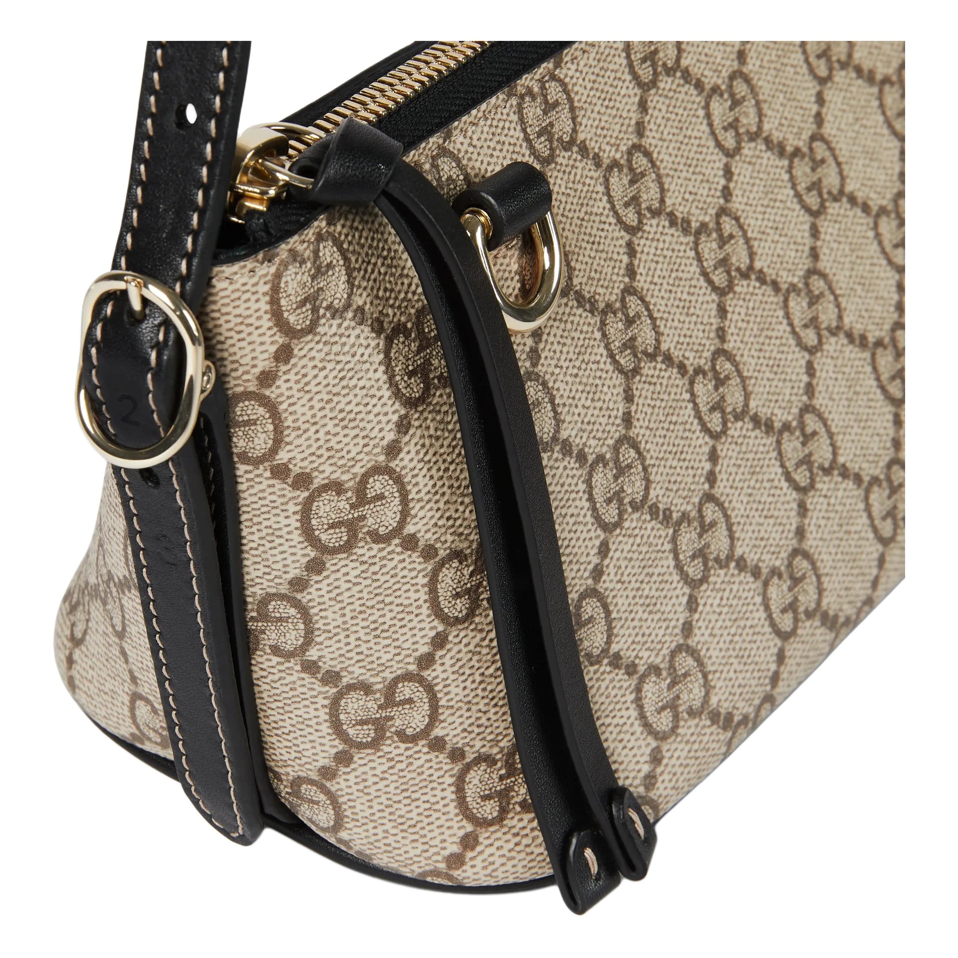Gucci GG Emblem Small Shoulder Bag Black Brown — фото 5