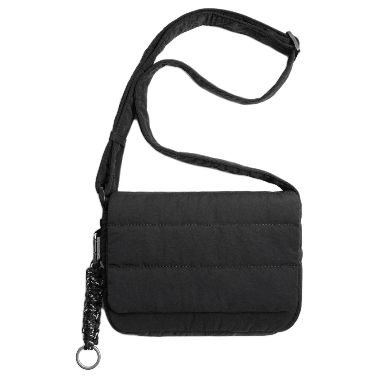 ZARA Magnetic Flap Nylon Crossbody Bag Black
