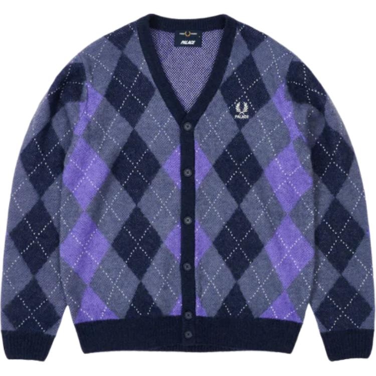 PALACE FRED PERRY FW25 ARGYLE CARDIGAN logo