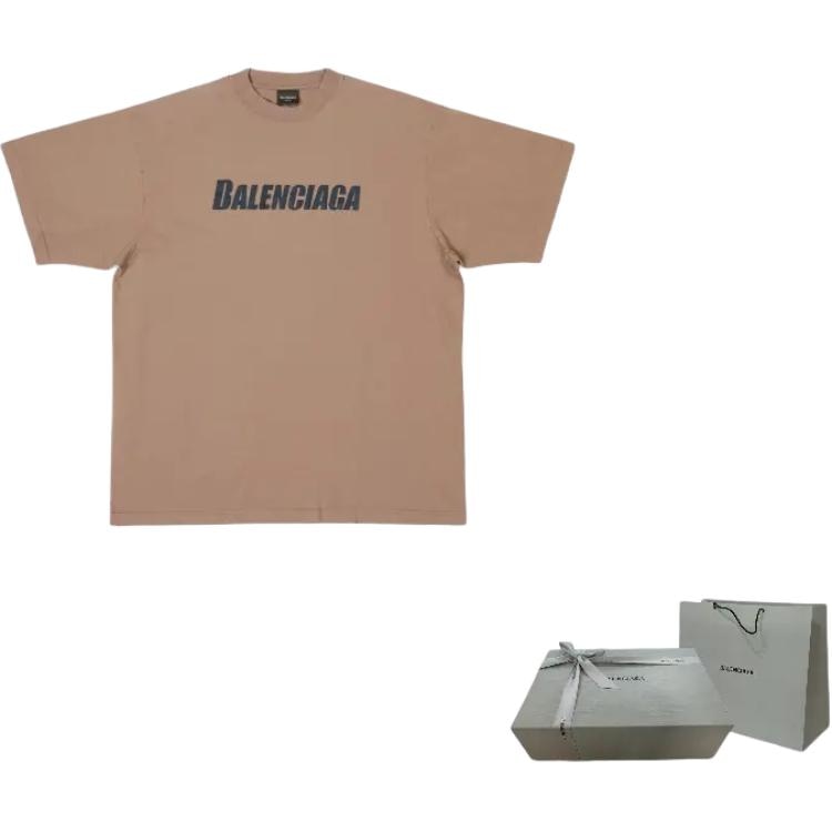 Balenciaga SS23 Distressed Logo T-Shirt Light Brown — фото 8