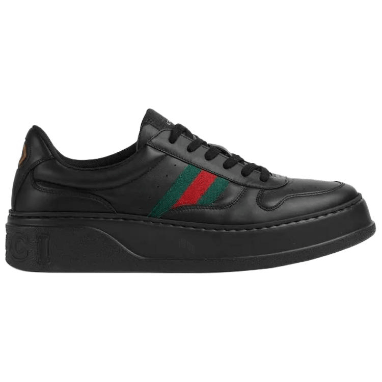 Gucci Leather Low Top Sneakers Black — фото 7
