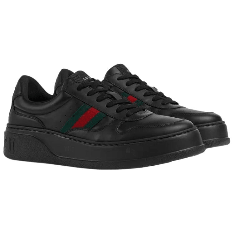 Gucci Leather Low Top Sneakers Black — фото 8