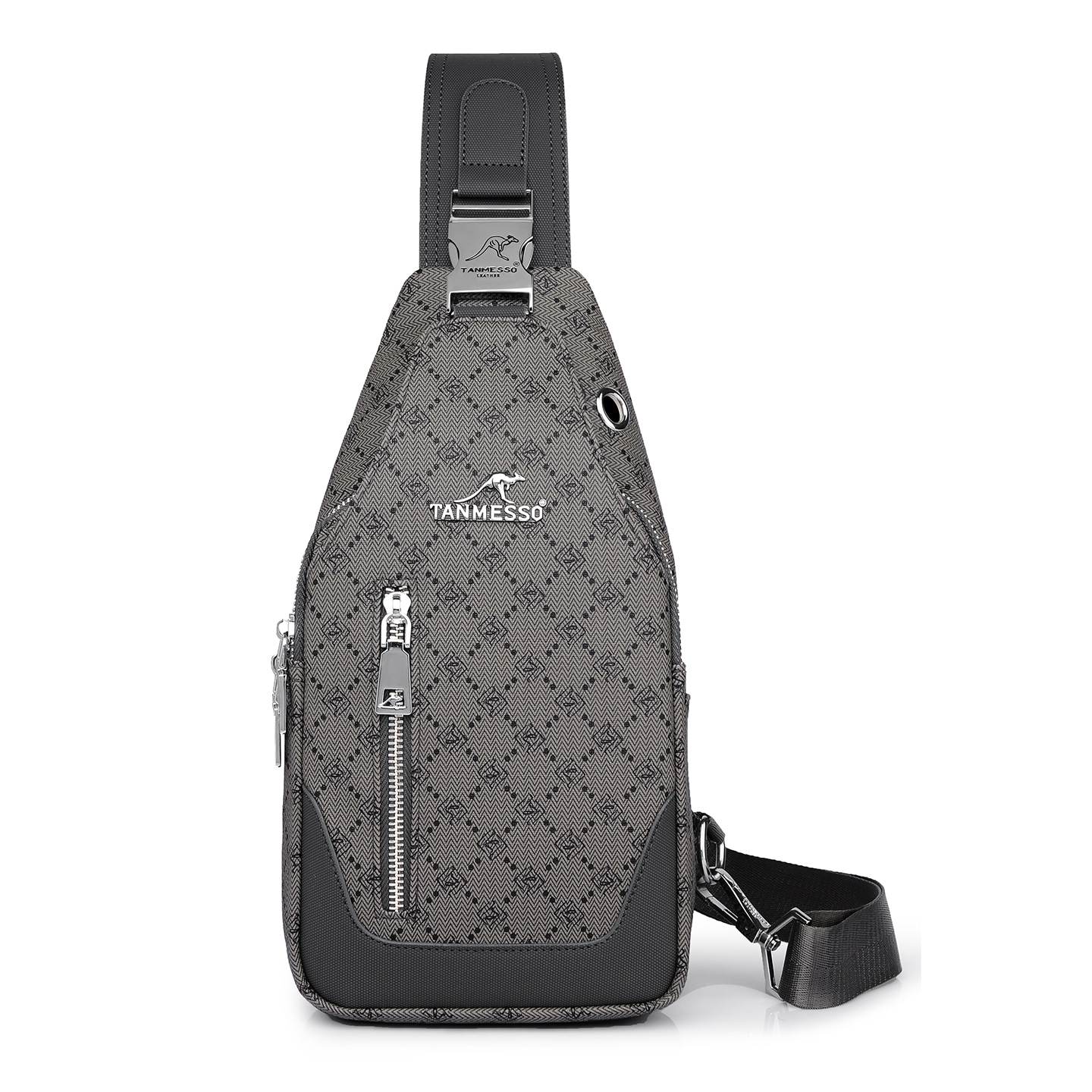 Ceion Keust Printed Casual Chest Bag Large Gray Black