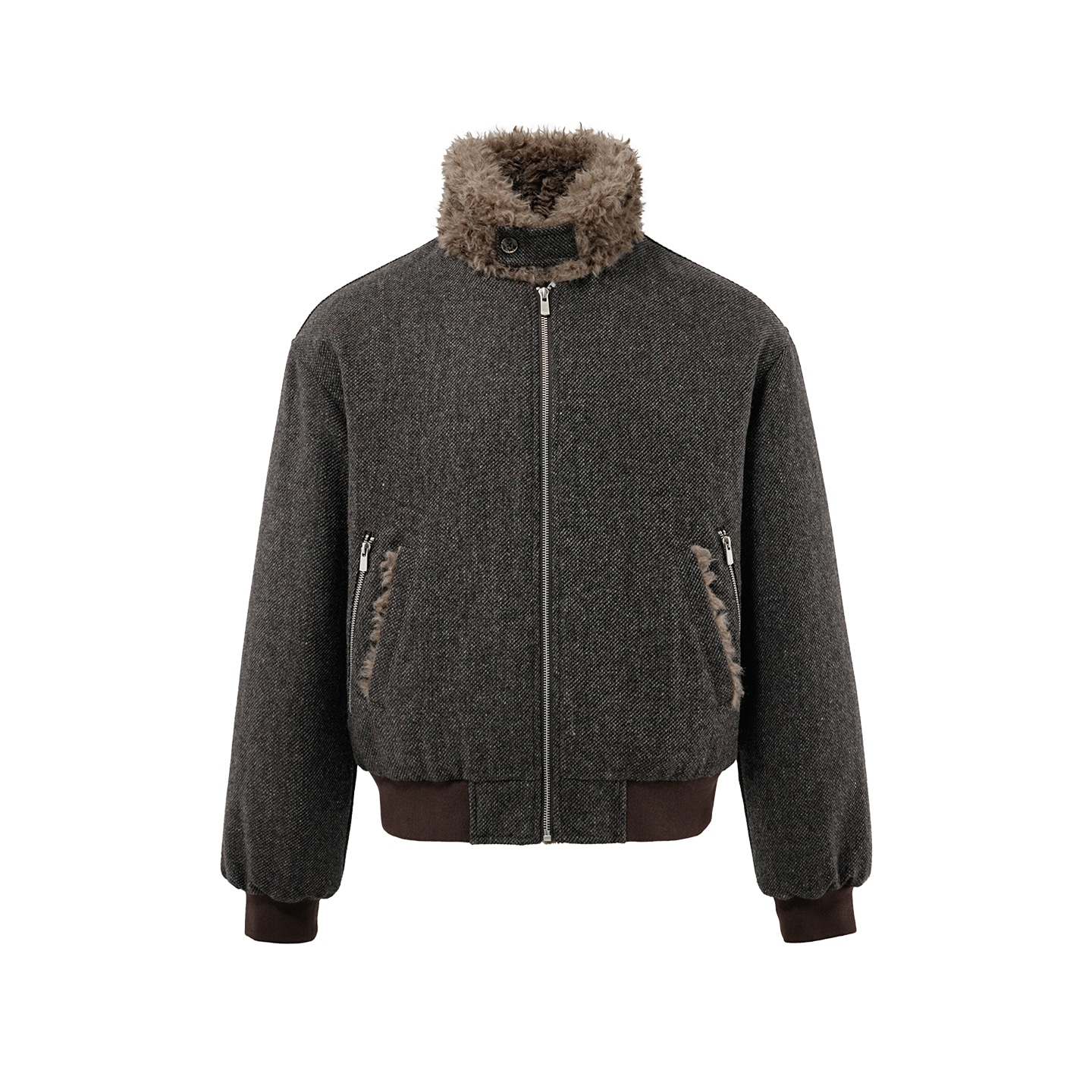 BENMYSHOWER Wool Collar Padded Coat