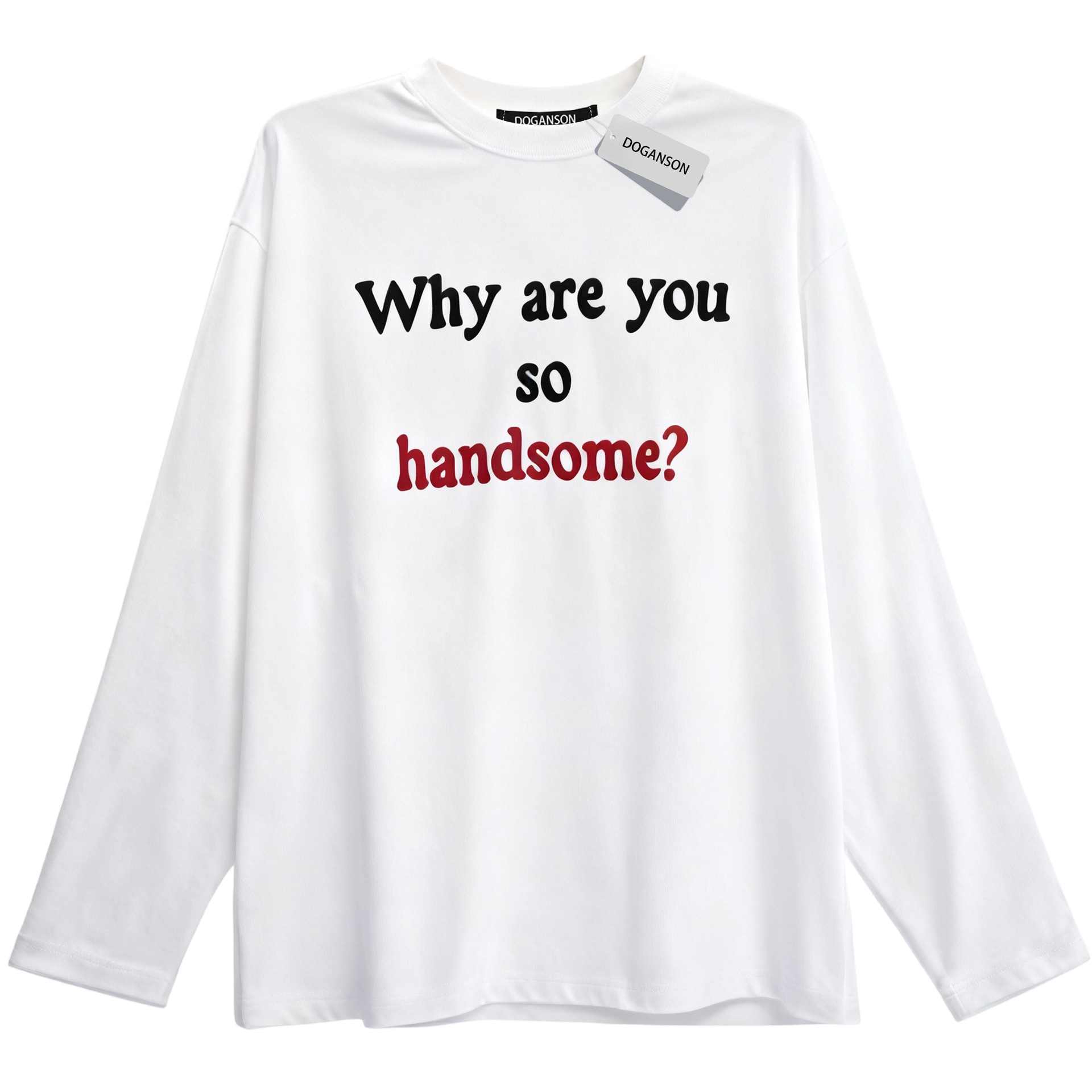 DOGANSON Vintage Colorblock Letter Print Long Sleeve Tee