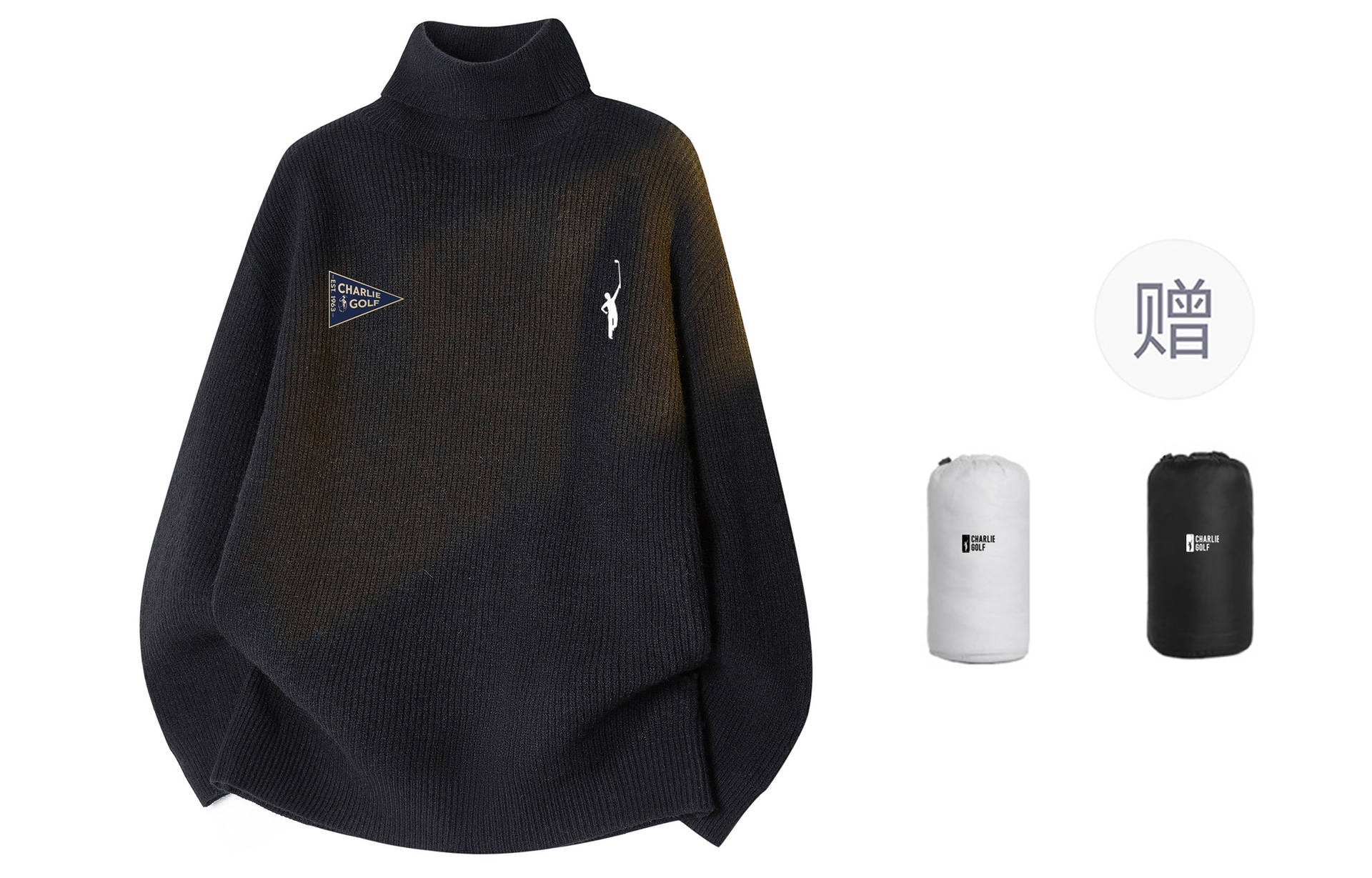 CHARLIE GOLF Basic Logo Turtleneck Sweater