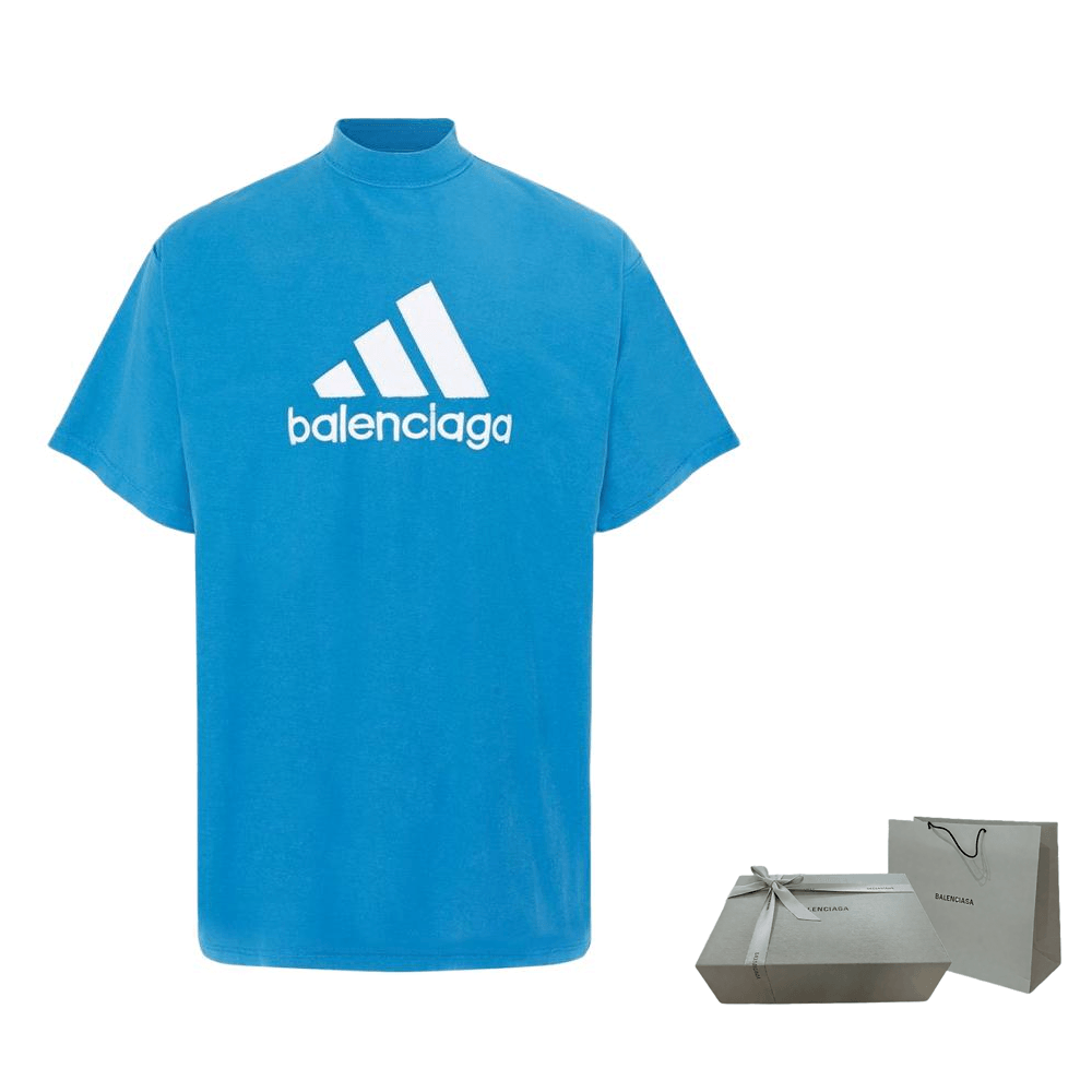 Balenciaga x Adidas Logo T-Shirt Blue — фото 9