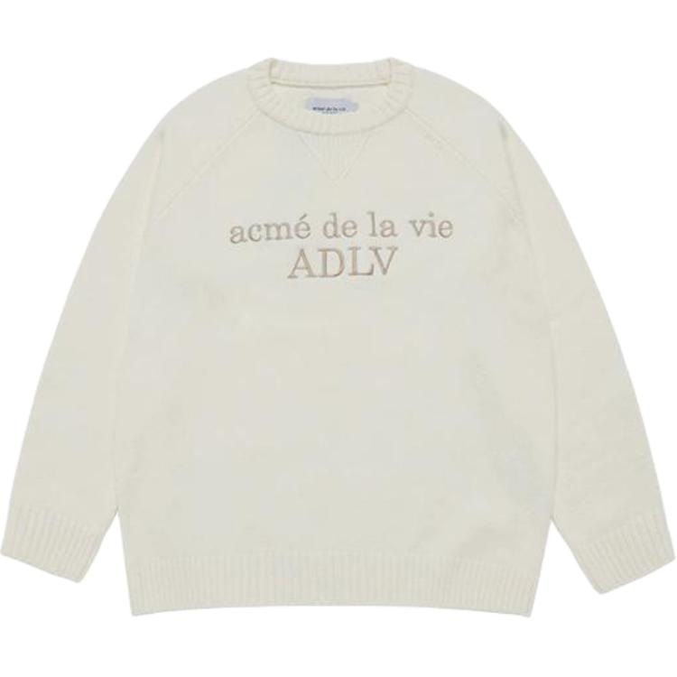 acme de la vie ADLV Basic Letter Jacquard Crewneck Sweater